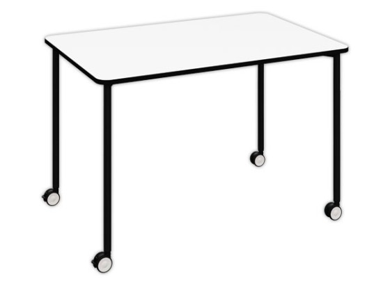 1 Table roulante FEX OFFICE 116 x 50 cm Blanc pieds noirs
