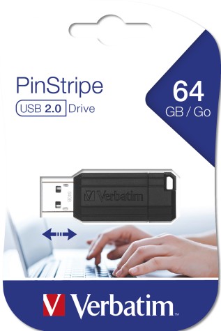 Verbatim Micro-clé USBPinStripe de 64 Go - noire