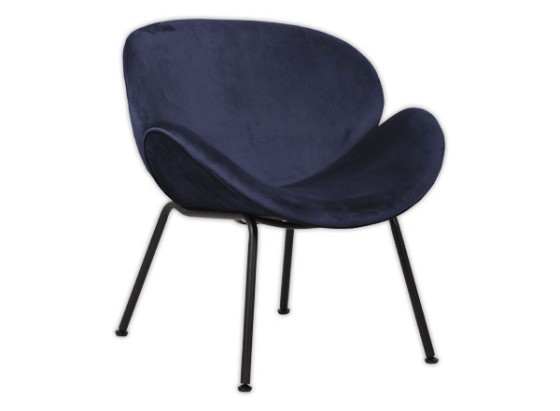 1  Fauteuil SMILE 4 pieds noir tissu bleu