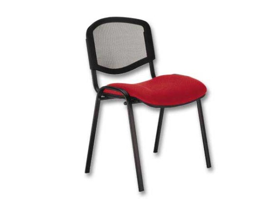 1 Chaise confort Iso - assise  rouge - dossier résille noir