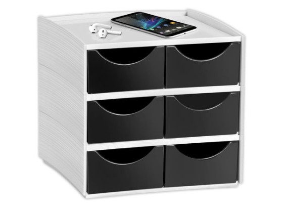 1 Mini module de rangement 6 tiroirs, noir