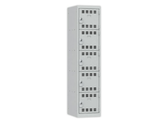 1 Vestiaire multicases 1 colonne de 5 cases H.180 x L.40cm gris/gris