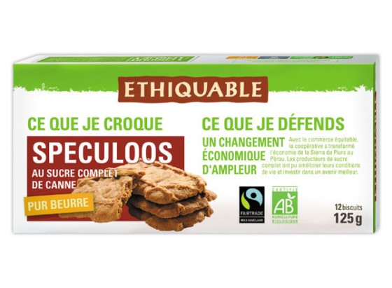 1 Boite de 12 Spéculos ETHIQUABLE pur beurre sucre complet de canne Bio