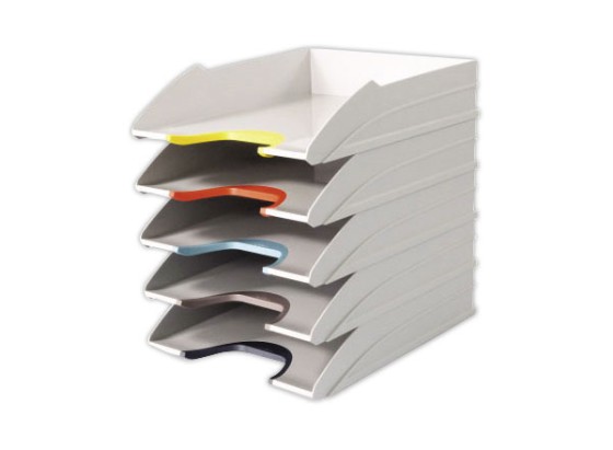 1 Lot de 5 Corbeilles à courrier Varicolor Blanc