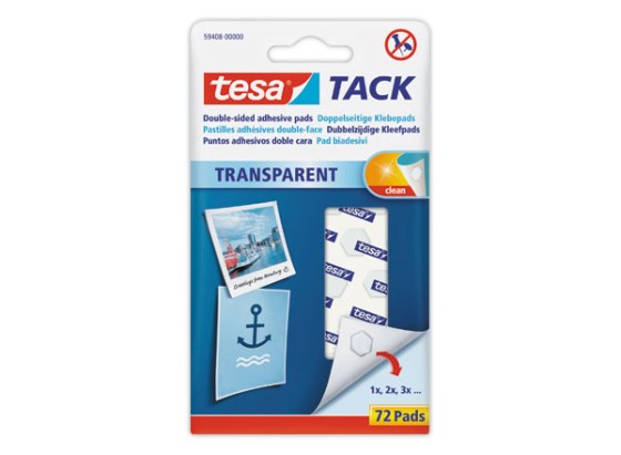 1 72 pastilles adhésives transparentes TESA