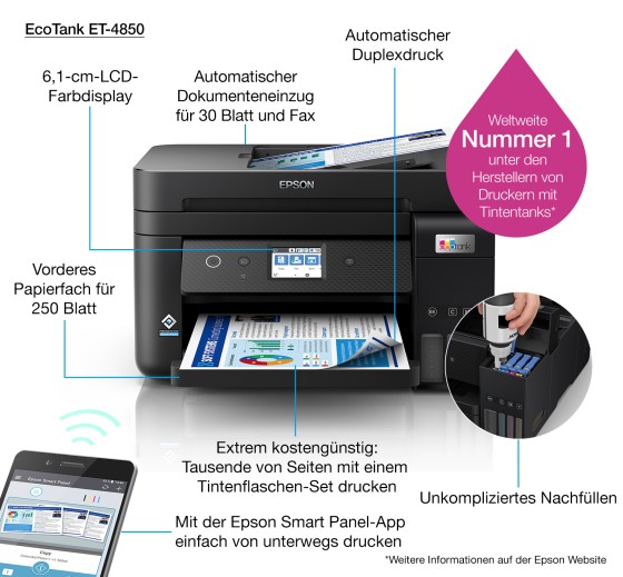 Epson EcoTank ET-4850 Jet d'encre A4 4800 x 1200 DPI 33 ppm Wifi