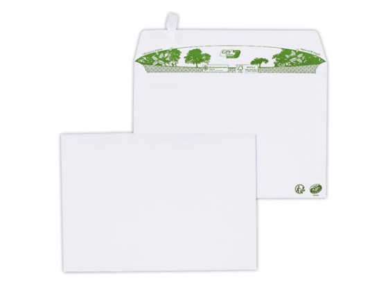 1 Boite de 200 Enveloppes C5 blanches recyclées 80g bande de protection