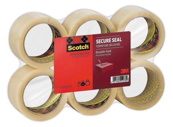 1 Lot de 6 rouleaux ruban d'emballage Scotch®  SECURE SEAL 50 mmx66 m Transparent