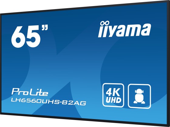 iiyama LH6560UHS-B2AG affichage de messages Carte A numérique 165,1 cm (65") LED Wifi 500 cd/m² 4K Ultra HD Noir Intégré dans le processeur Android 11 24/7