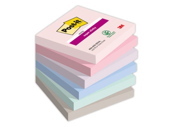 1 Lot de 6 Notes Super Sticky Collection Soulful,76 x 76 mm, 90 feuilles