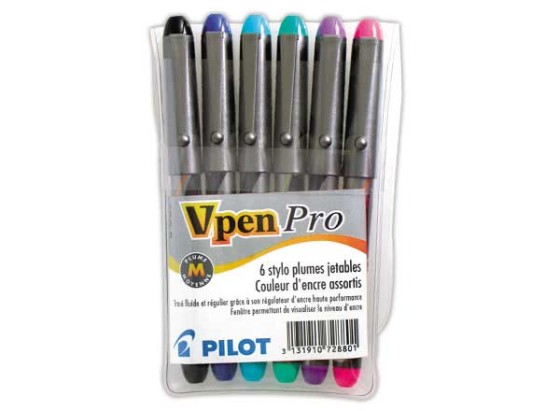 1 Etui de 6 Stylos-plumes jetables PILOT V-Pen - en pochette