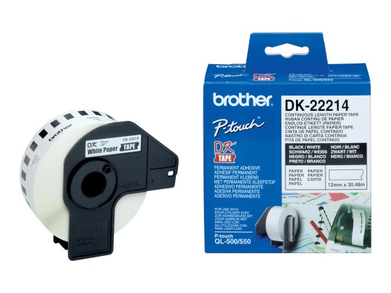 Brother DK-22214 ruban d'étiquette Noir sur blanc