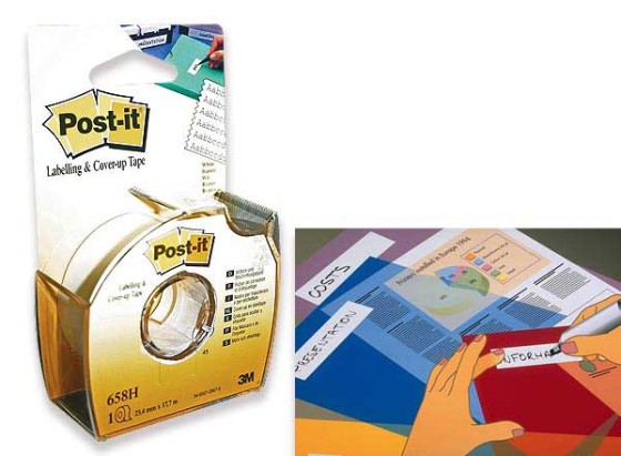 1 Bande de correction POST-It repositionnable- larg 25,4 mm -6 lignes