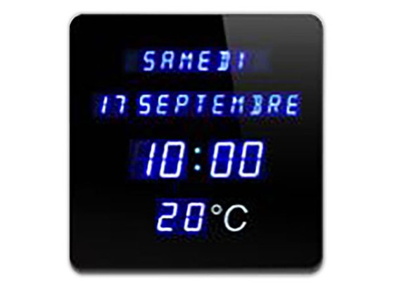 1 Horloge carré LED bleu