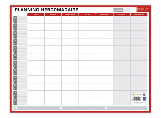 1 Planning annuel et hebdomadaire perpétuel Bouchut - 32x42 cm