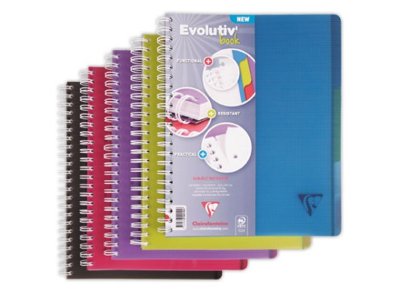1 Cahier spirale Evolutiv A4+ 240p, 5x5,+ 3 intercalaires
