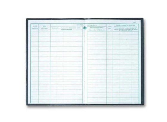 1 Carnet d'entretien pour véhicule, 12 folios ouverts