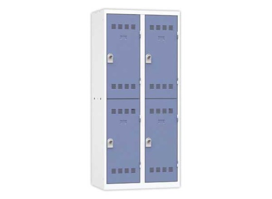 1 Vestiaire multicases 2 colonne de 2 cases H.180 x L.80cm gris/bleu