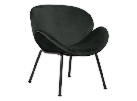 1 Fauteuil SMILE 4 pieds noir tissu vert