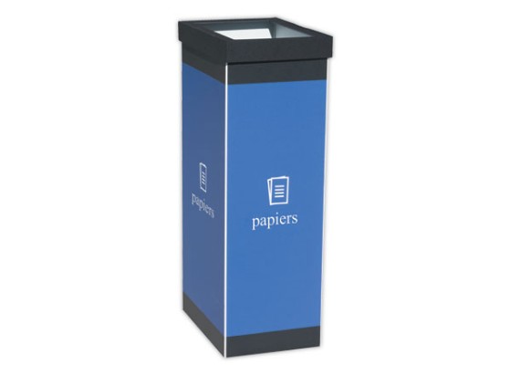 Corbeille de tri sélectif 60L  H.76 x L.36,3 x P.26,3 cm Noir Bleu