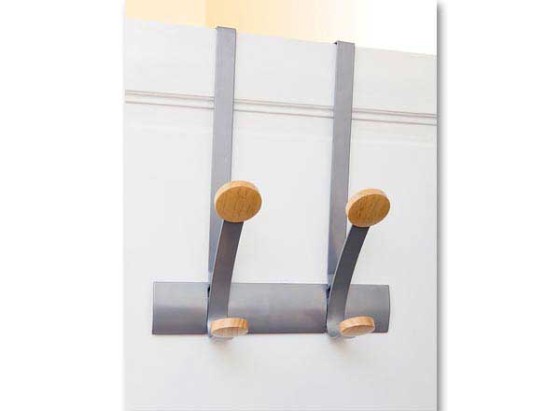 1 Patère de porte Duo, en métal et bois - 2 patères doubles
