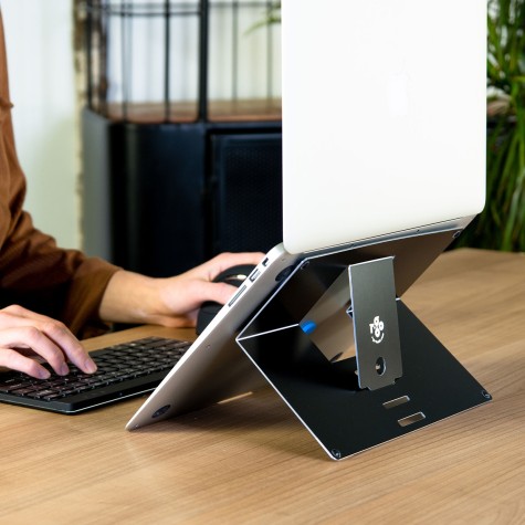 R-Go Tools Support pour ordinateur portable R-Go Riser Attachable, réglable, intégré à votre ordinateur portable, aluminium, noir
