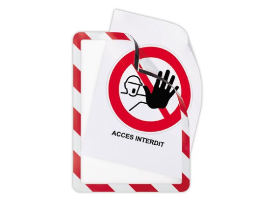 1 Lot de 2 Pochettes d'affichage adhésives Security A4 rouge/blanc DJOIS
