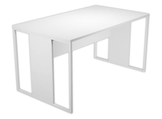 1 Bureau BELGRADE 140 x 80 blanc pieds blanc monté