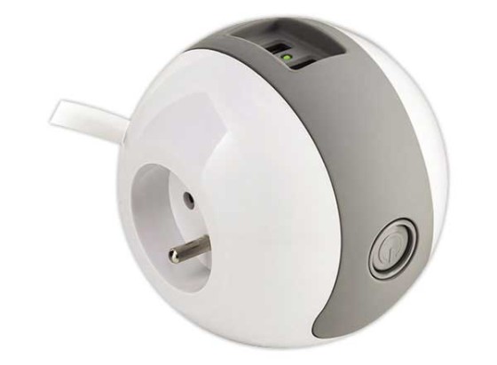 1 Multiprise WATTBALL compacte et mobile- Coloris : Blanc/gris