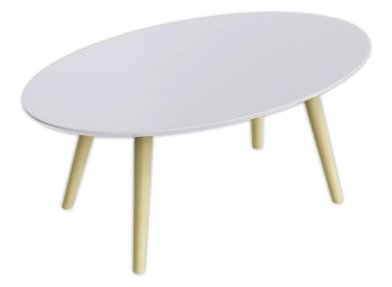 1 Table basse ovale laquée blanc L 85cm