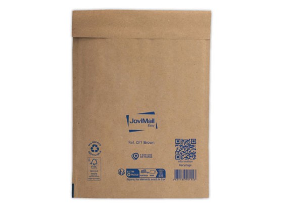 1 Lot de 100 pochettes matelassées kraft recyclées à bulles d'air 180X260 mm