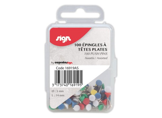 1 Blister de 100 Épingles de signalisation - Coloris assortis