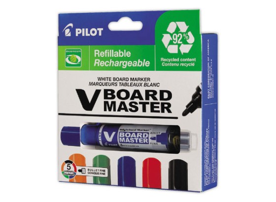1 Lot de 5 marqueurs PILOT V-Board Master Begreen- Pointe ogive