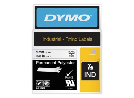1 Ruban pour titreuse RHINO 9 mm permanent blanc impression noire