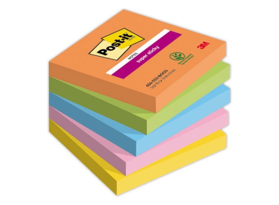 1 Lot de 5 Notes Super Sticky Collection Boost, 76 x 76 mm, 90 feuilles