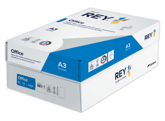 1 Carton de 5 Ramettes 500 feuilles papier A3 80g très blanc REY Office