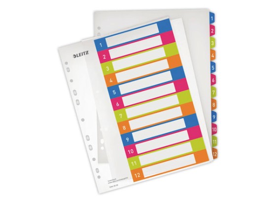 1 Jeu d'intercalaires numériques LEITZ Wow - A4 - 12 onglets