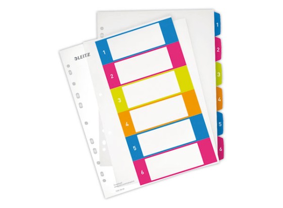 1 Jeu d'intercalaires numériques LEITZ Wow - A4 - 6 onglets