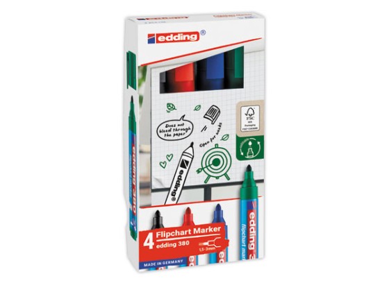 1 Etui de 4 Marqueurs tableaux papier EDDING 380 -Pointe ogive