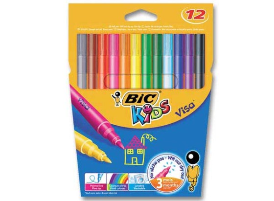 1 Blister de 12 Feutres BIC Kids Visa - Pointe fine