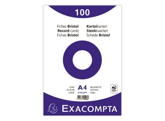 1 100 fiches bristol A4 blanches unies sous film