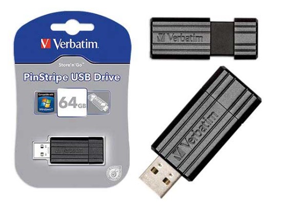 Verbatim Micro-clé USBPinStripe de 64 Go - noire