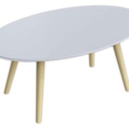1 Table basse ovale laquée blanc L 115 cm