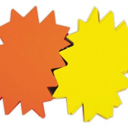 1 Boite de 25 Etiquettes carton forme éclatée jaune/orange 240 x 320 mm - Bte de 25