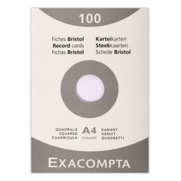 1 Etui de 100 Fiches bristol blanches 21x29,7 cm, 5x5, 210g