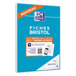 1 Bloc de 30 feuilles de fiches bristol blanches 5x5 A5