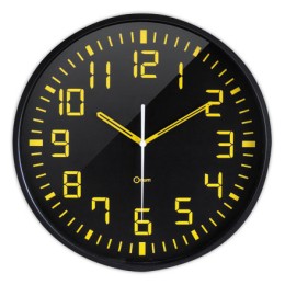 1 Horloge analogique avec cadran noir etchiffres jaunes