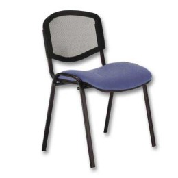 1 Chaise confort Iso - assise  bleu gris- dossier résille noir