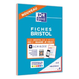 1 Bloc 30 feuilles de fiches bristol rouge A5 5x5