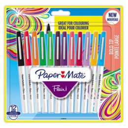 1 Blister de 12 Feutres Paper Mate® - FLAIR BOLD écriture large. Assortis.
